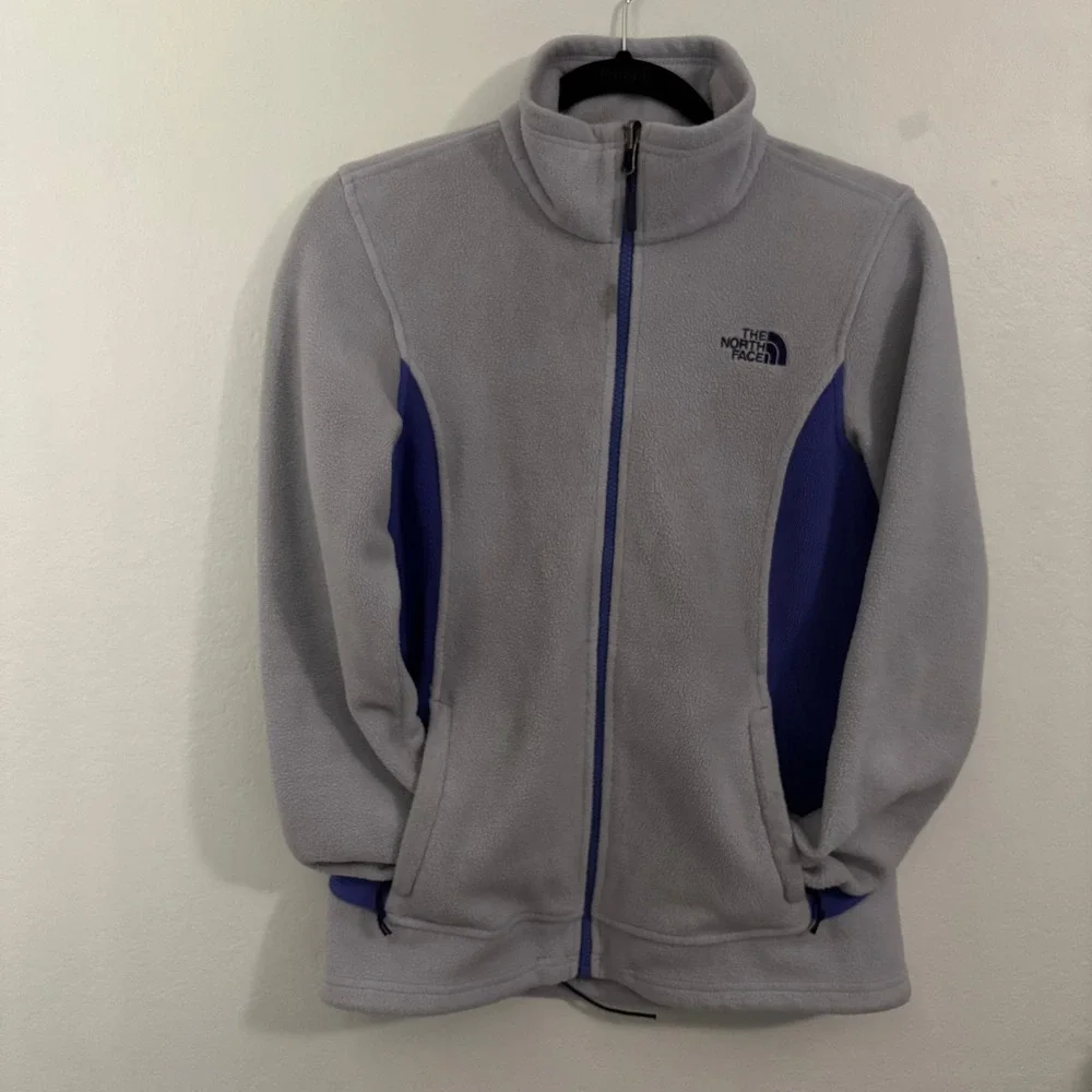 The‎ North Face Womens Full Zip Fleece Jacket Grey Purple Mock Neck NJ983488
